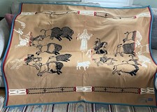 Pendleton Beaver State Wool Camp Blanket Pink & Green Star Pattern — listing 4