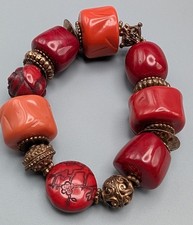 Artisan Mixed-Metal Open Circle Link Stretch Bracelet