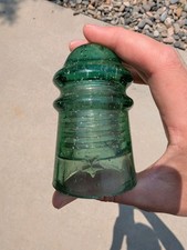 Antique Aqua Green Glass Telegraph Insulator with Embossed Star, 4 inch — listing 3