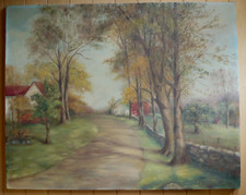 Original Oil Painting Autumn Landscape with Cottage Signed Winston — listing 4
