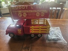 Vintage 1930s-1940s Pressed Steel Delivery/Box Truck with Rear Doors, Green, ~18" — listing 3