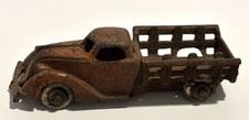 Antique Cast Iron Dump Truck Toy "Sand Rocks Coal", Green & White Paint, 7.5" — listing 6