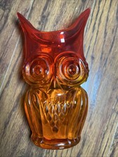 Hand-Blown Amber/Orange Art Glass Vase with Ribbed Optic Body