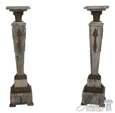 Pair of Louis XVI Style Cream Painted and Parcel-Gilt Wood Display Pedestals with Ribbon and Laurel Swag Carving — listing 5