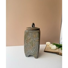 Black Clay Lidded Bowl / Pot with Ball Finial and Angled Shoulder — listing 2