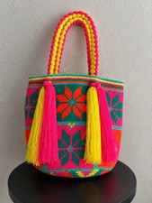 Boho Floral Fabric Tote Bag with Leather Handles and Trim Yes - designer/known brand tag — listing 4
