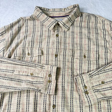 Carbon Men's Striped Button-Up Shirt with Floral Contrast Trim, Size XL — listing 3