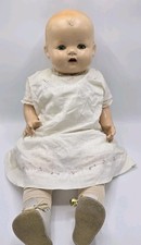 Large Vintage Blonde Baby Doll in Blue Polka-Dot Sleeper with Yellow Booties — listing 3