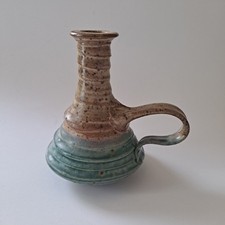 Studio Pottery Chamberstick Candle Holder with Applied Grape Cluster and Vine, Signed Piney Woods 1996 — listing 6