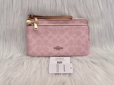 Coach Double Zip Wallet Wristlet in Maroon Pebbled Leather — listing 5