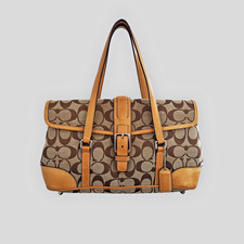 Coach Hamptons Leather Satchel Handbag in British Tan