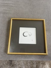 Framed Sumi-e Style Ink Print of a Curled Sleeping Siamese Cat with Red Seal — listing 2