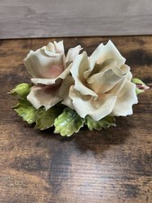 Vintage Italian Handmade Hand-Painted Capodimonte-Style Porcelain Floral Candle Holders, Pair, Pink/Green/Yellow Pastels — listing 5