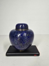 Chinese Cloisonné Lidded Ginger Jar with Cherry Blossom Motif on White Ground — listing 6