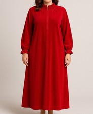 Vintage Vanity Fair Velour Zip-Front Robe / Loungewear Dressing Gown, Magenta with Pink Contrast, Size 18 — listing 6