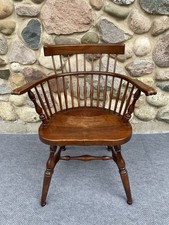 Bow-Back Windsor Armchair with Distressed Blue Paint Finish — listing 5