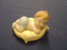 Vintage Blue Ceramic Baby Booties Planter and Basket Bassinet Nursery Decor Set — listing 6