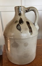 Antique Stoneware Whiskey Jug with Two-Tone Albany Slip Glaze — listing 5