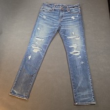 American Eagle Light Wash Heavily Distressed Ripped Jeans