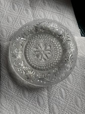 Clear Pressed Glass Plate, 6 inch, with Swirl/Ring Center Pattern