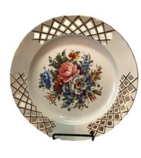 Apulum Porcelain Reticulated Cabinet Plate with Floral Still Life