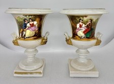 Pair of French Porcelain Covered Urns with Ormolu Mounts and Griffin Handles — listing 2