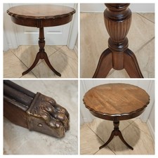 Vintage Duncan Phyfe Style Pedestal Occasional Table with Beaded Edge and Splayed Tripod Legs — listing 2