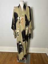 Antique Japanese Silk Kimono with Crashing Wave (Seigaiha/Nami) Motif