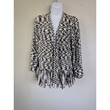 Chico's Cream Open-Front Fringe Cardigan Sweater, Size 2 (US L/XL) — listing 4