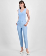 Tahari ASL Striped Surplice Sleeveless Wide-Leg Jumpsuit Size 14