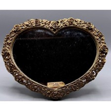 Vintage Heart-Shaped Etched Glass Picture Frame with Twisted Wire Hanger