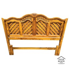 Vintage 1950s French Provincial Louis XV Style Full Size Bed Frame with Carved Wood Headboard and Footboard — listing 4