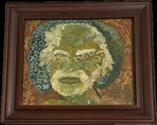 Mid-Century Oil Portrait of Young Boy in Red Shirt, Signed 'Kro' — listing 6