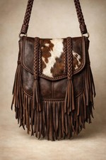 Handmade Brown Leather Crossbody Satchel Bag with Buckle Flap Closure