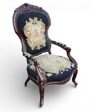 Antique Victorian Maple Side Chair with Floral Needlepoint Seat — listing 3