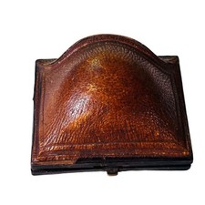 Antique Black Leather Jewelry Box with Lift-Out Velvet Tray, Lock and Tasseled Key — listing 2