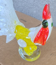 Hand-Blown Art Glass Rooster Figurine, Blue with Red Comb, Murano Style — listing 3