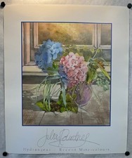 Julia Rowntree 'Hydrangeas - Recent Watercolours' Framed Exhibition Art Poster