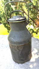 Antique Steel Milk Can with Hand-Painted Eagle and Bass Motifs (No Lid)