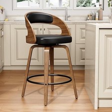 Backless Swivel Counter/Bar Stool with Faux Leather Cushion and Metal Base — listing 2