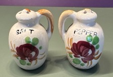 Vintage Japanese Hand-Painted Ceramic Jug-Form Salt & Pepper Shakers in Basket — listing 2