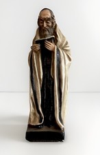 Vintage Chalkware Sculpture of Bearded Orthodox Jewish Man on Wood Base — listing 5