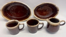 Vintage Brown Drip Glaze Ceramic Tea Set (Teapot, Creamer, Sugar Bowl)