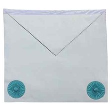 Masonic Craft Lodge Officer's Apron with Light Blue Silk Trim, Rosettes, and Silver Bullion Tassels — listing 2