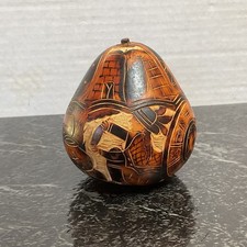 Peruvian Carved & Pyrographed Gourd (Mate Burilado) with Figural Human Face