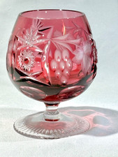 Set of 4 Vintage Cranberry Glass Miniature Brandy Snifters / Cordial Glasses — listing 5