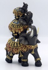 Decorative Resin Elephant Figurine with Blanket, Trunk-Up Good Luck Statue — listing 2