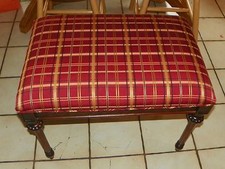 French Louis XV Style Painted & Parcel-Gilt Caned Vanity Bench with Silk Cushion — listing 4