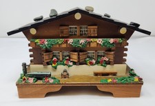 Vintage Wooden Swiss Chalet Music/Trinket Box with Carved Figure and Tree — listing 2