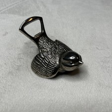 Vintage Figural Bird Bottle Opener, Silver-Tone Cast Metal Sparrow with Tail Opener — listing 6